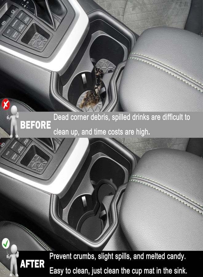 SENSHINE 3D Cup Holder Inserts for Toyota Rav4 Accessories 2025 2024 2023 2022 2021 2020 2019 Silicone Cup Coaster Mat Center Console Liner Protector Pad for Toyota Rav4 2Pcs (Black) - Image 2